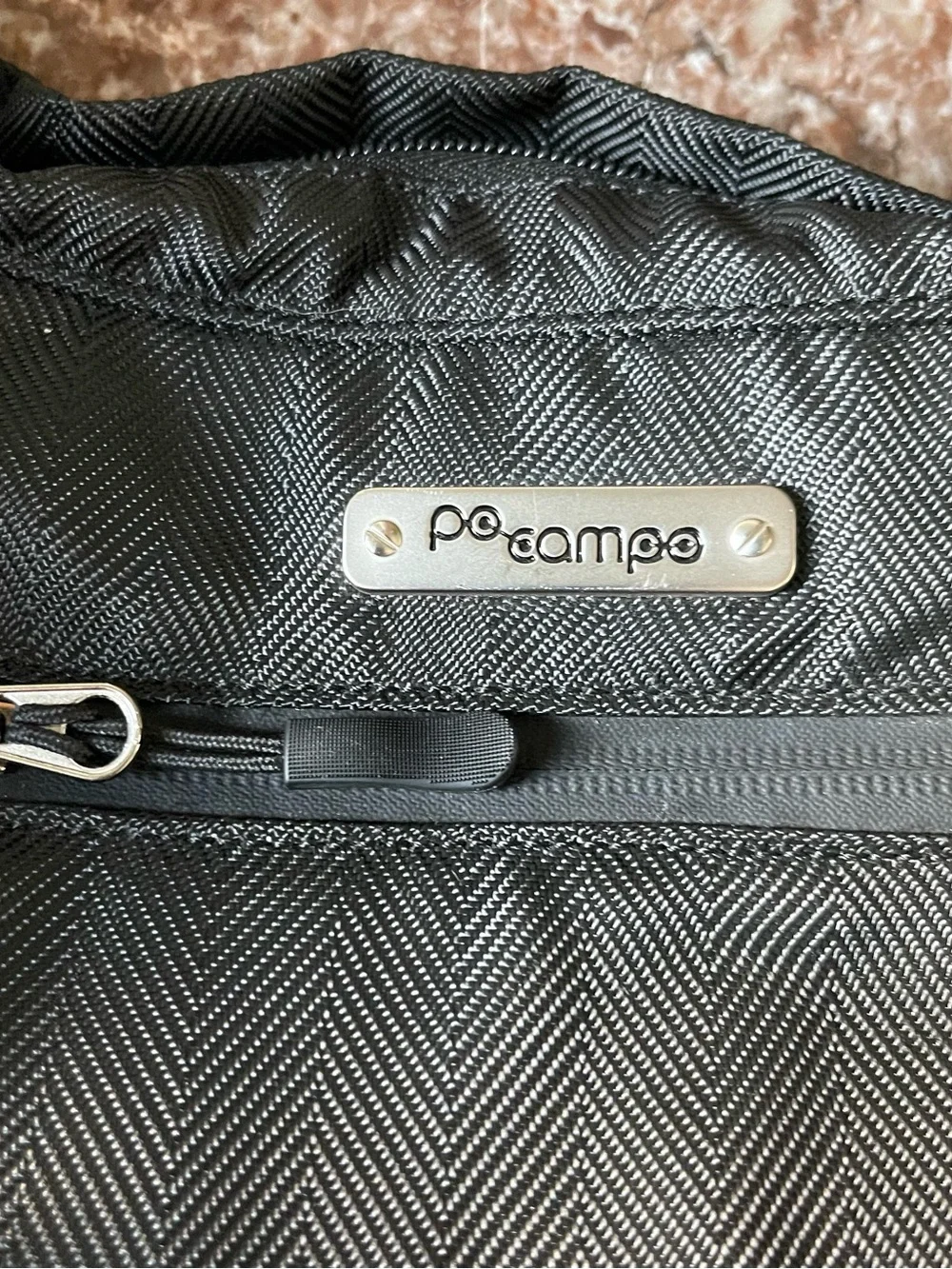 Po Campo Black Herringbone Crossbody Weatherproof Commuter Travel Bike Bag